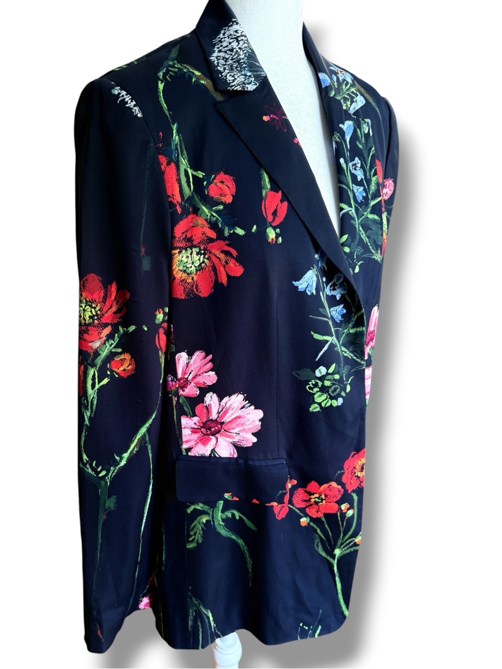 Lela Rose NWT Black Floral Print Single Breasted Blazer Jacket Size 8